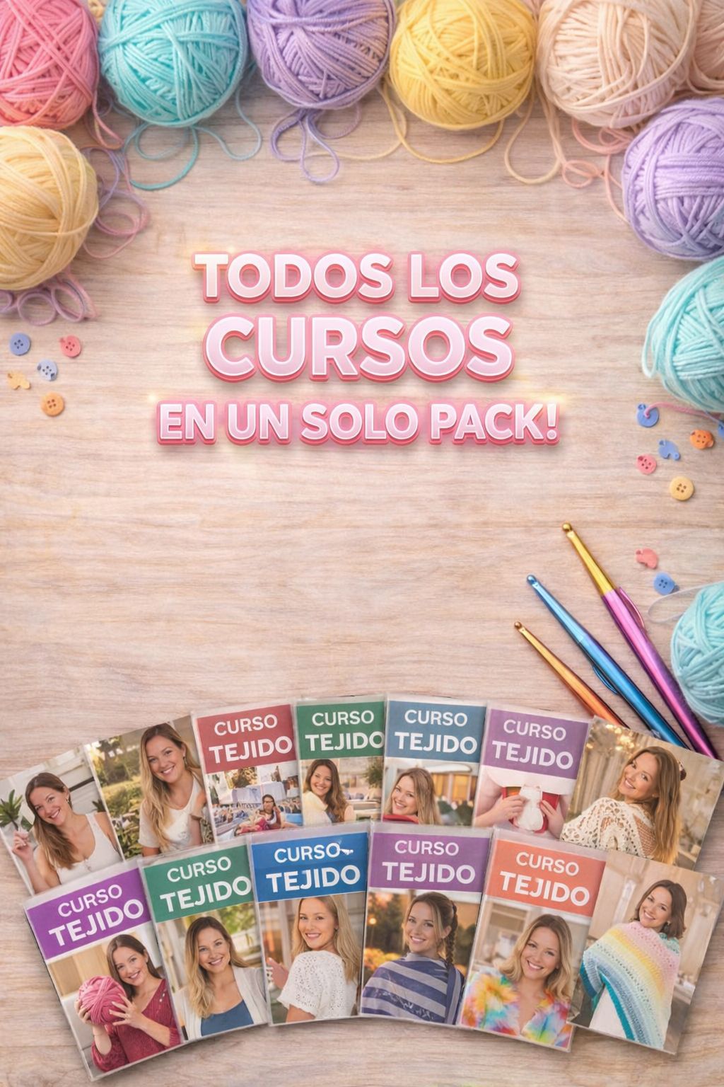 TODOS LOS CURSOS (PALILLO + CROCHET) EN UN SOLO PACK